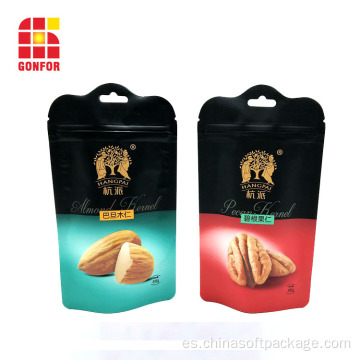 Nut Stand Up bags Bolsa de papel de aluminio con cremallera